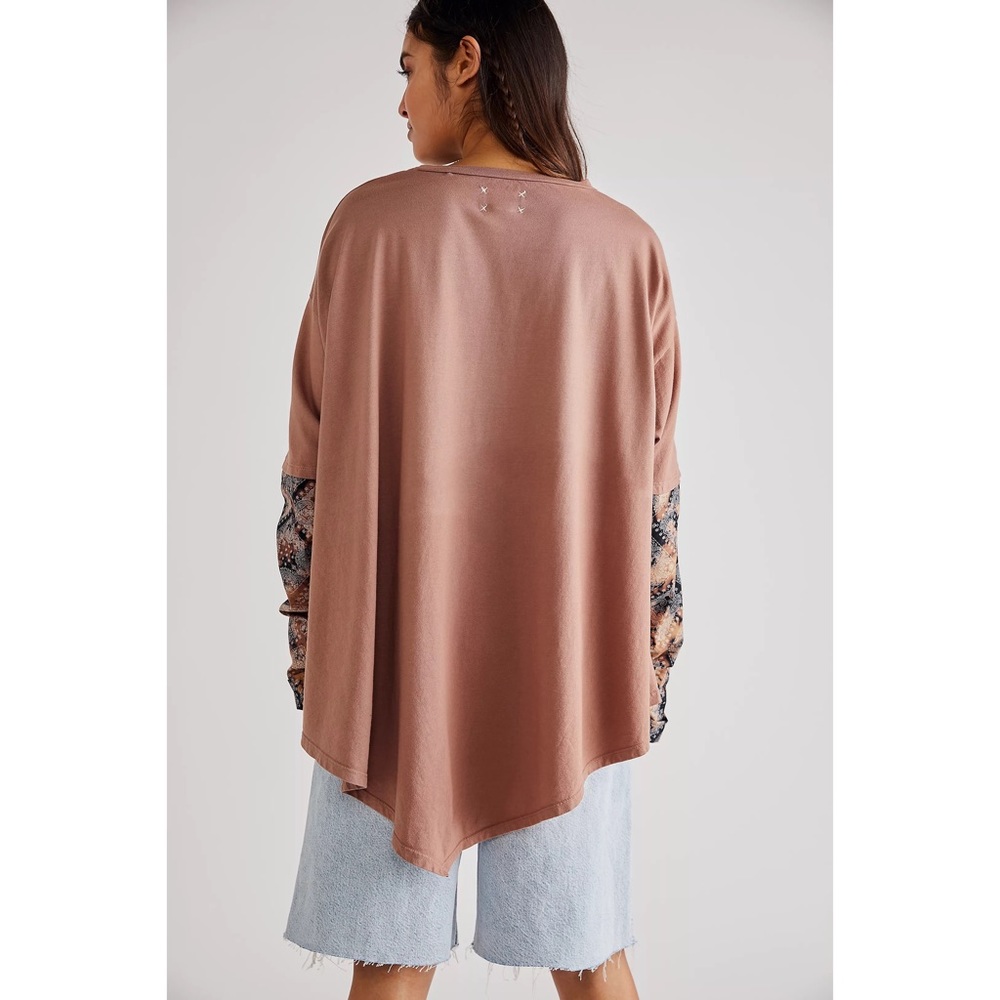Free People x Vintage Souls Bandana Rodeo Twofer Cropped Tee Long Sleeve Top - Picture 3 of 9